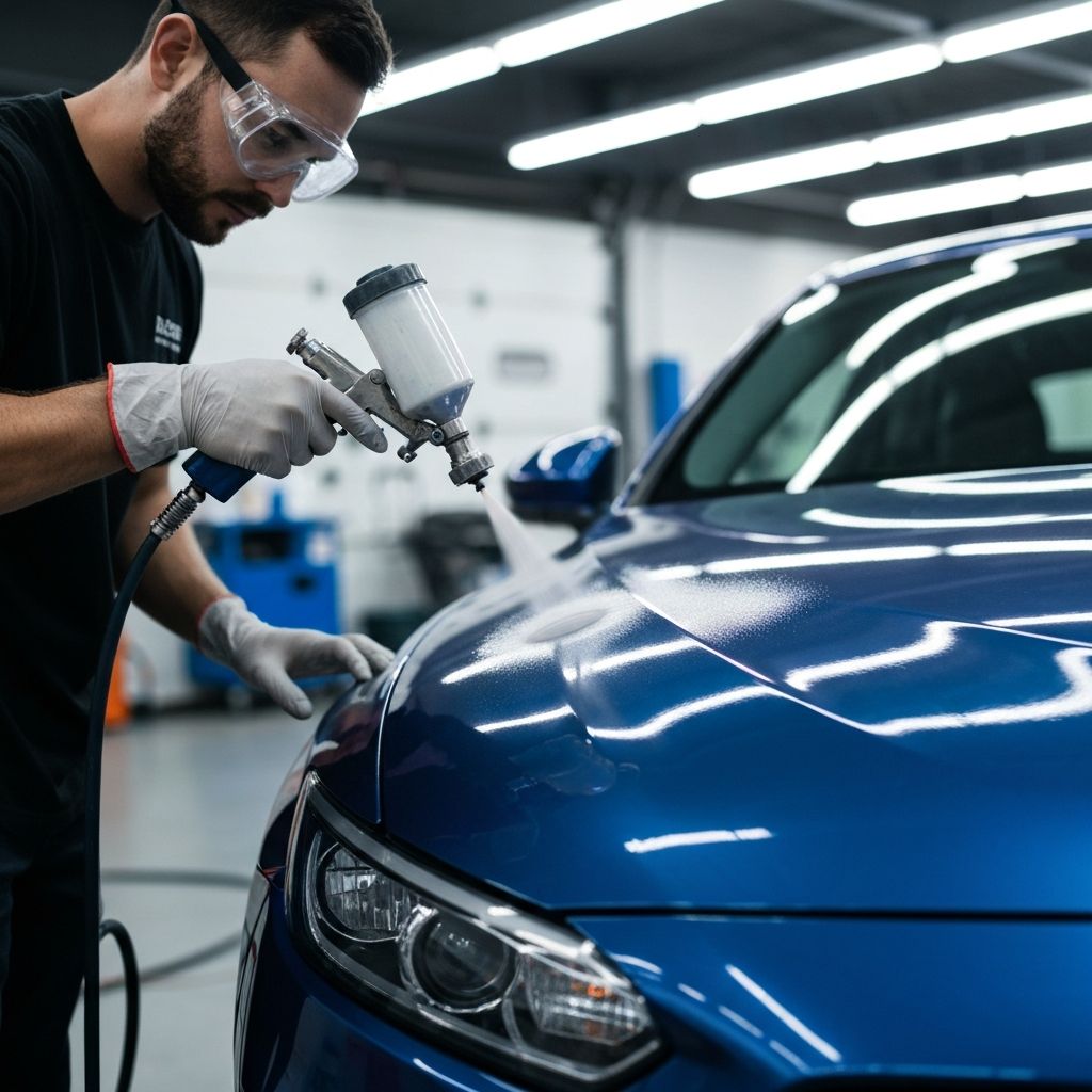 IDA-certified technician applying ceramic coating with precision at One Detail At A Time professional auto detailing studio in San Antonio Texas